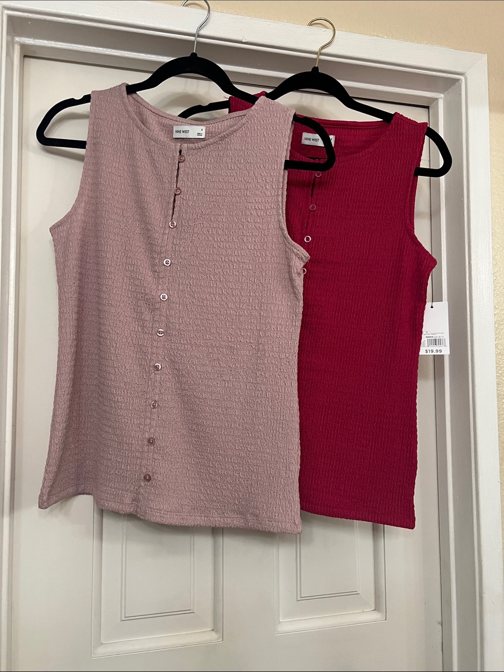 Nine West Ribbed Button-Front Tank Duo in Blush and Berry